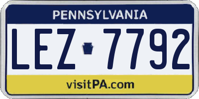 PA license plate LEZ7792