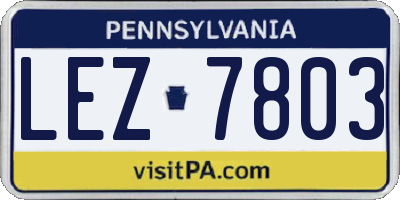 PA license plate LEZ7803