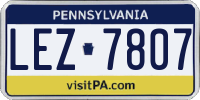PA license plate LEZ7807