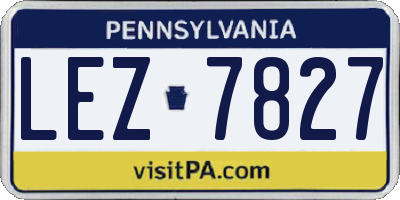 PA license plate LEZ7827