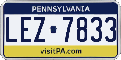PA license plate LEZ7833