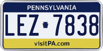 PA license plate LEZ7838