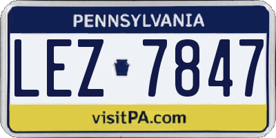 PA license plate LEZ7847