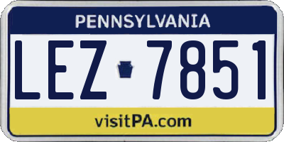 PA license plate LEZ7851