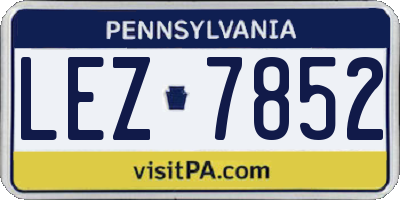 PA license plate LEZ7852
