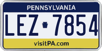 PA license plate LEZ7854