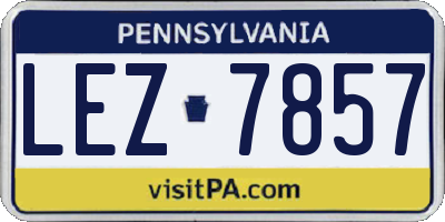PA license plate LEZ7857
