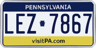 PA license plate LEZ7867