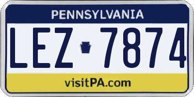 PA license plate LEZ7874