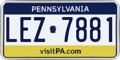 PA license plate LEZ7881