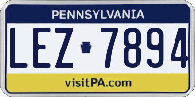 PA license plate LEZ7894