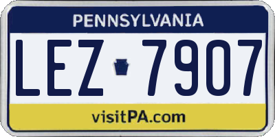 PA license plate LEZ7907