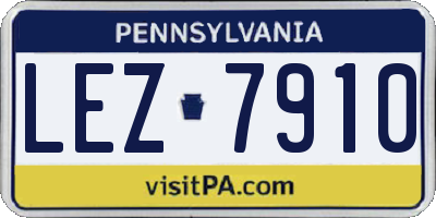 PA license plate LEZ7910