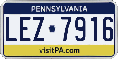 PA license plate LEZ7916