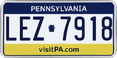 PA license plate LEZ7918
