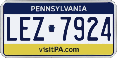 PA license plate LEZ7924