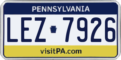 PA license plate LEZ7926