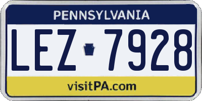 PA license plate LEZ7928