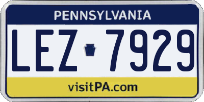 PA license plate LEZ7929