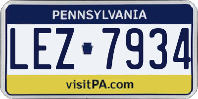 PA license plate LEZ7934