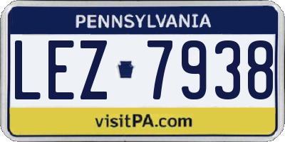PA license plate LEZ7938