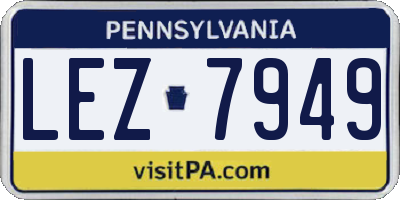 PA license plate LEZ7949