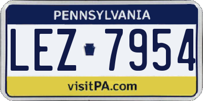 PA license plate LEZ7954