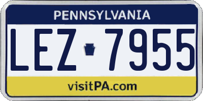 PA license plate LEZ7955