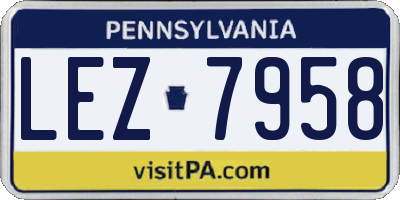 PA license plate LEZ7958