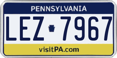 PA license plate LEZ7967