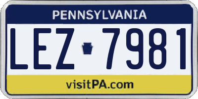 PA license plate LEZ7981