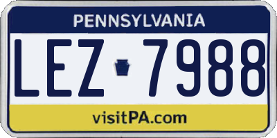 PA license plate LEZ7988