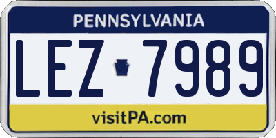 PA license plate LEZ7989