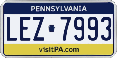 PA license plate LEZ7993