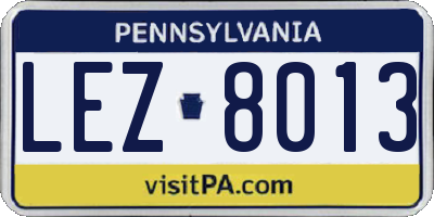 PA license plate LEZ8013