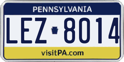 PA license plate LEZ8014