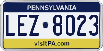 PA license plate LEZ8023