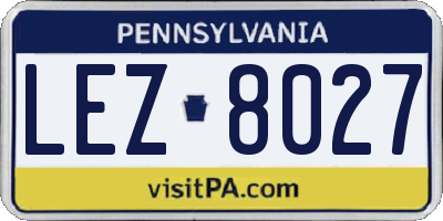 PA license plate LEZ8027