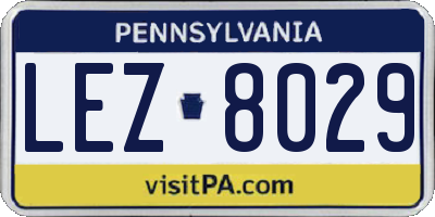 PA license plate LEZ8029