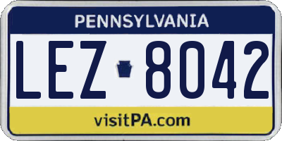 PA license plate LEZ8042