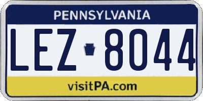PA license plate LEZ8044
