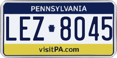 PA license plate LEZ8045