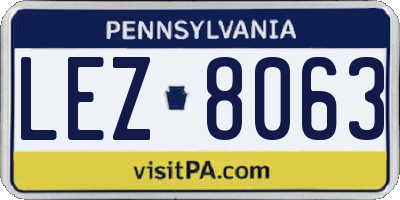 PA license plate LEZ8063