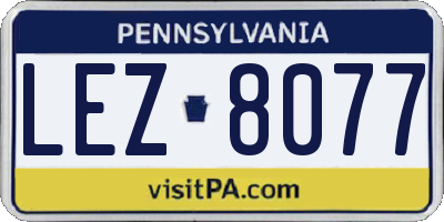 PA license plate LEZ8077