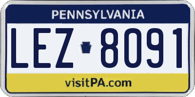 PA license plate LEZ8091
