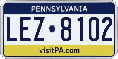 PA license plate LEZ8102