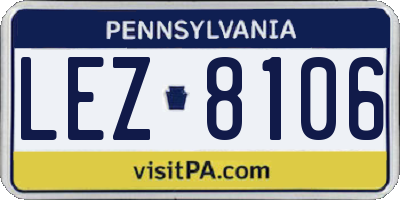 PA license plate LEZ8106