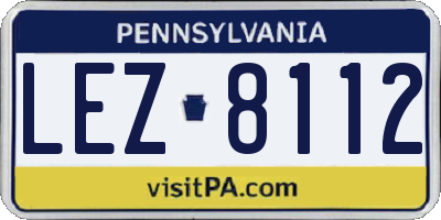 PA license plate LEZ8112