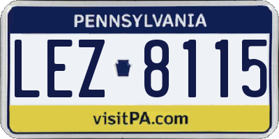 PA license plate LEZ8115