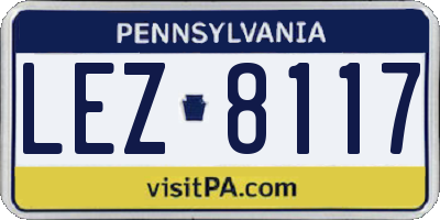 PA license plate LEZ8117
